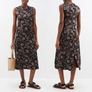 🆕️ CO Seashell Print Satin Sleevless Midi Dress in Black